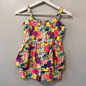 Daisy Jane Girl's Floral Peplum Skort Dress 6X